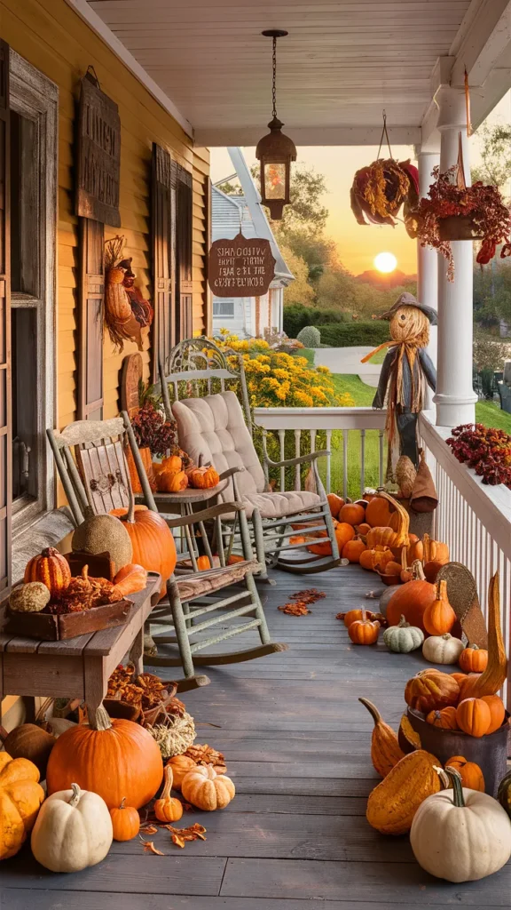 vintage fall decor front porch ideas