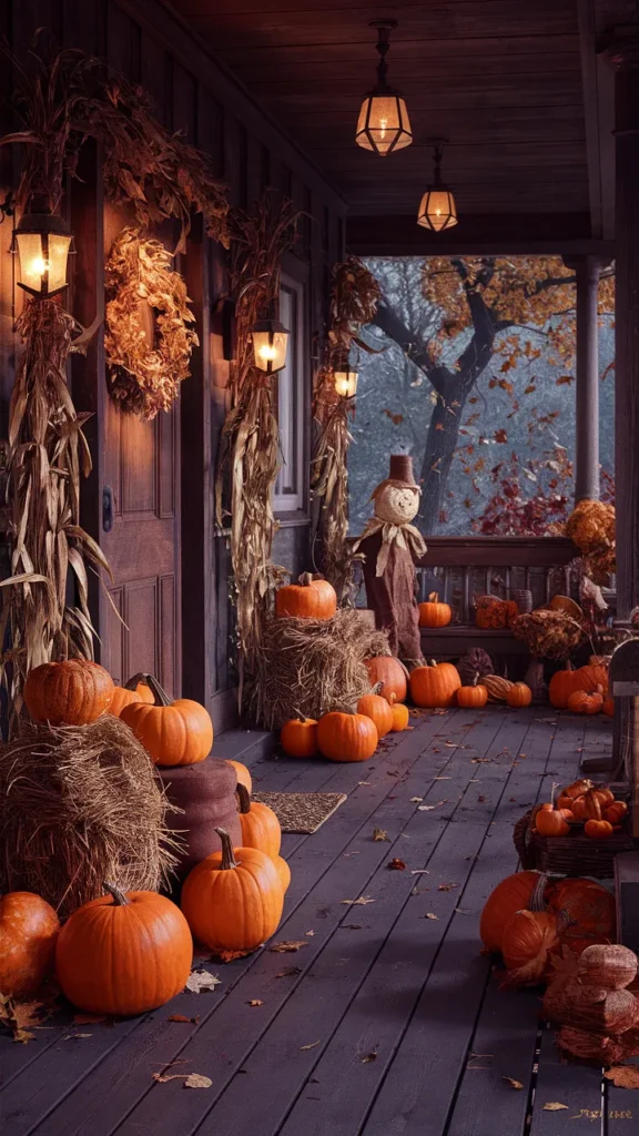 vintage fall decor front porch ideas