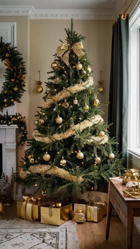christmas tree gold green