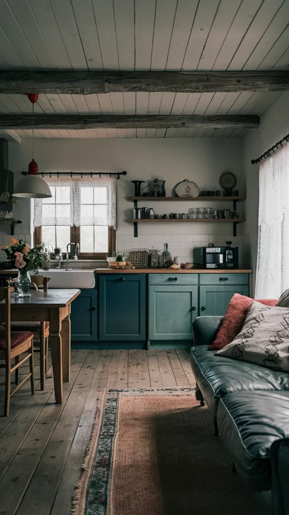 cottagecore living room kitchen