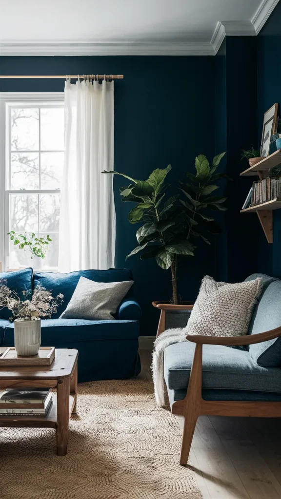 cottagecore living room navy