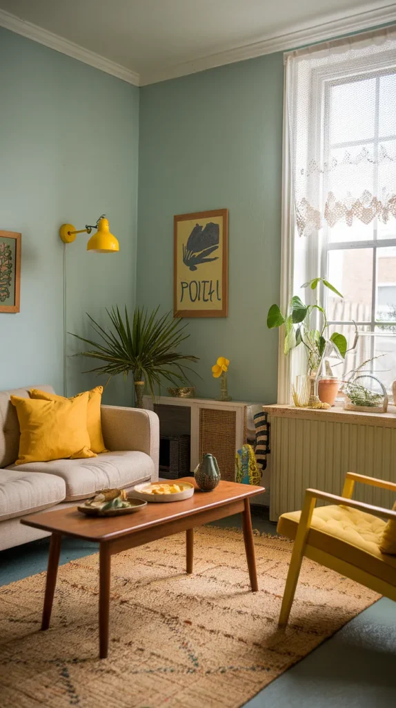 cottagecore living room yellow