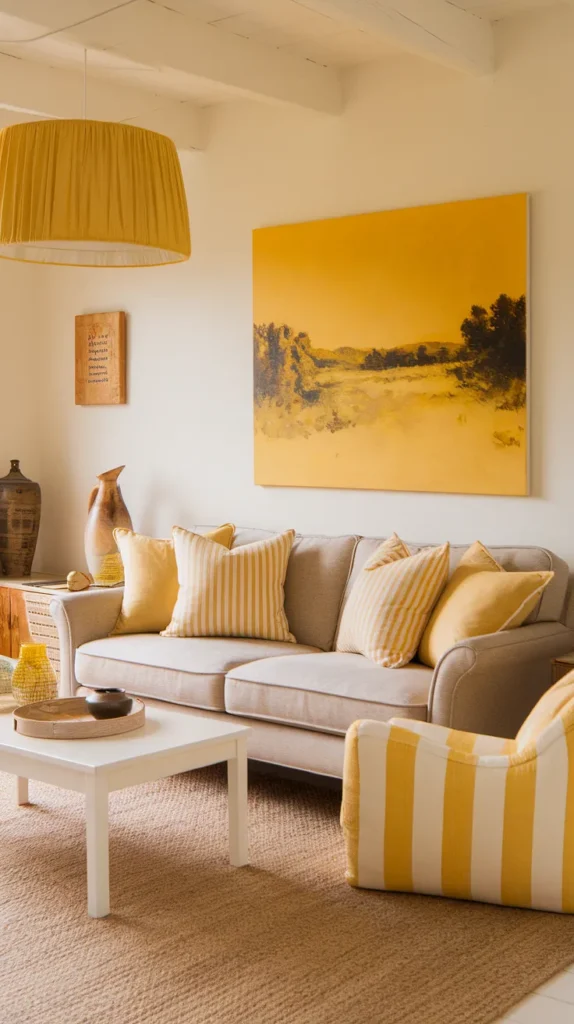 cottagecore living room yellow