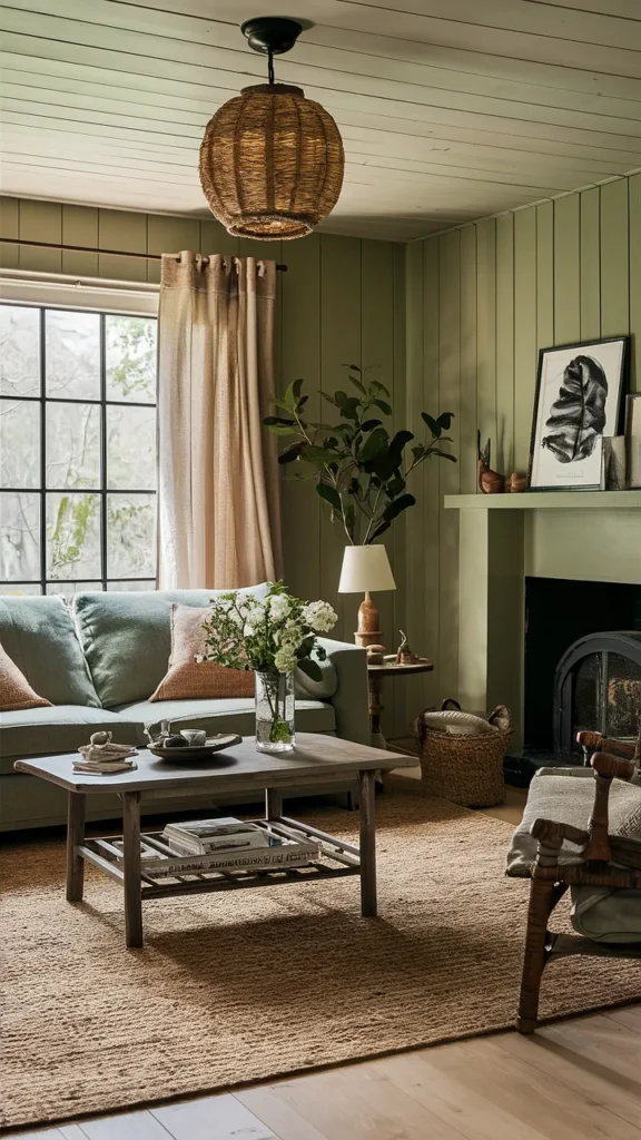 earthy cottagecore living room