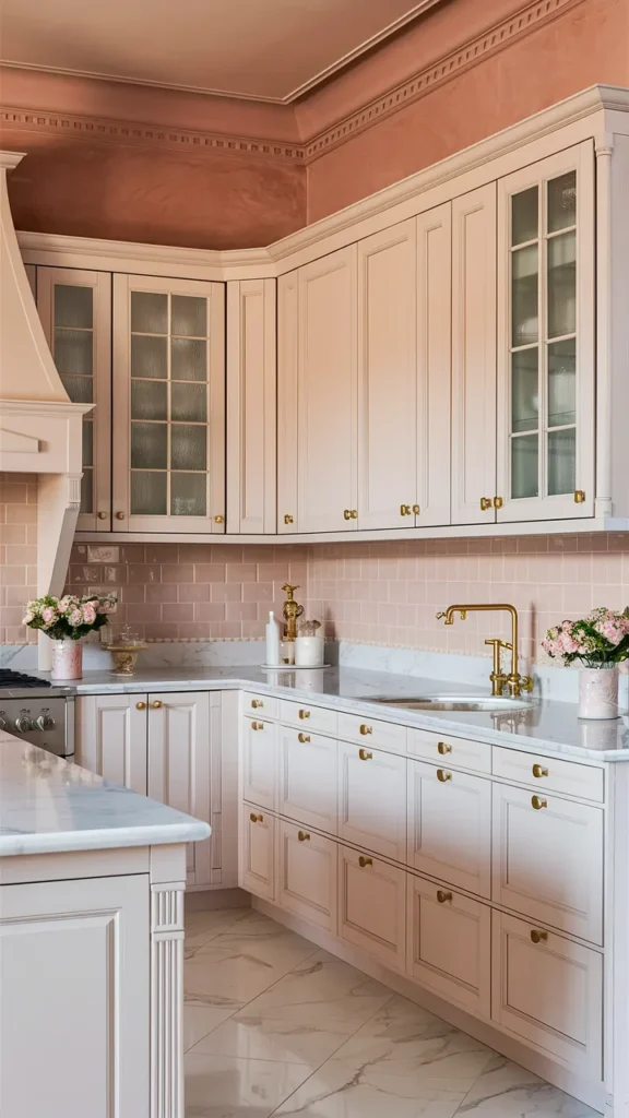 kitchen ideas pink and white