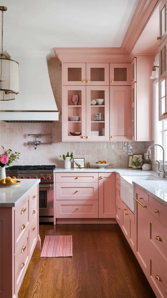 kitchen ideas pink and white