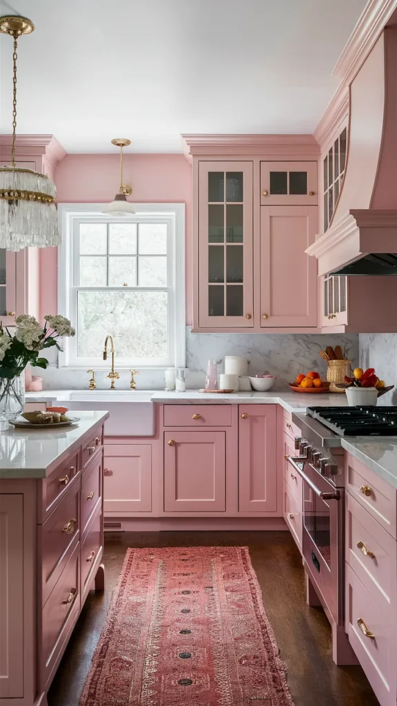 kitchen ideas pink and white