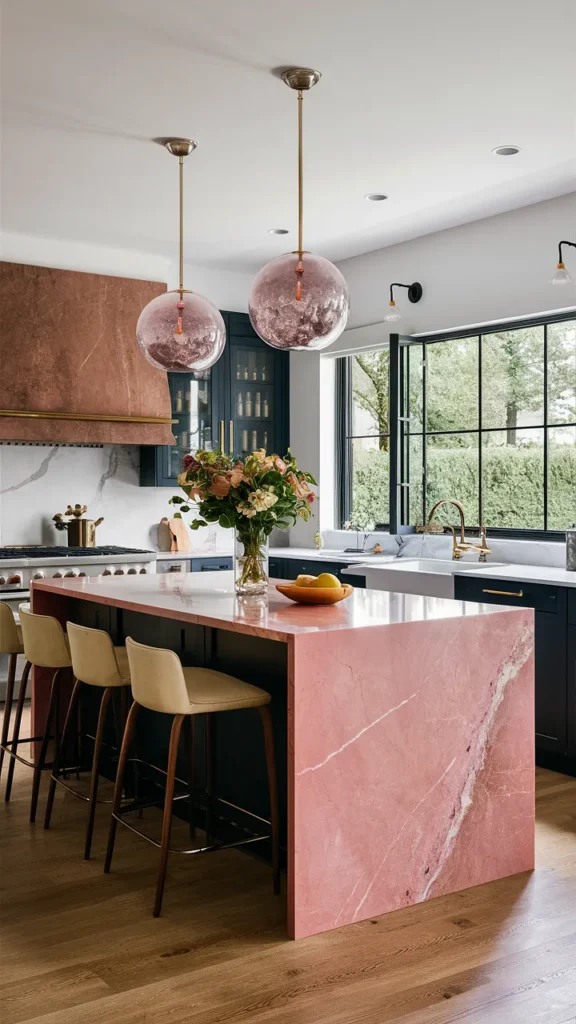 kitchen ideas pink marble
