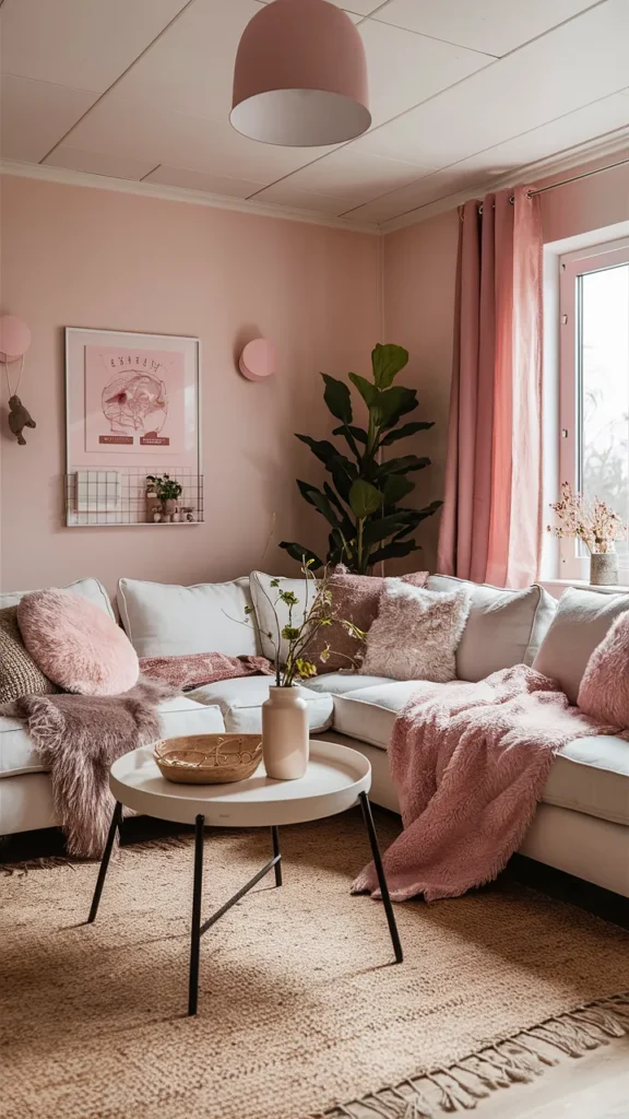 living room inspiration cozy pink