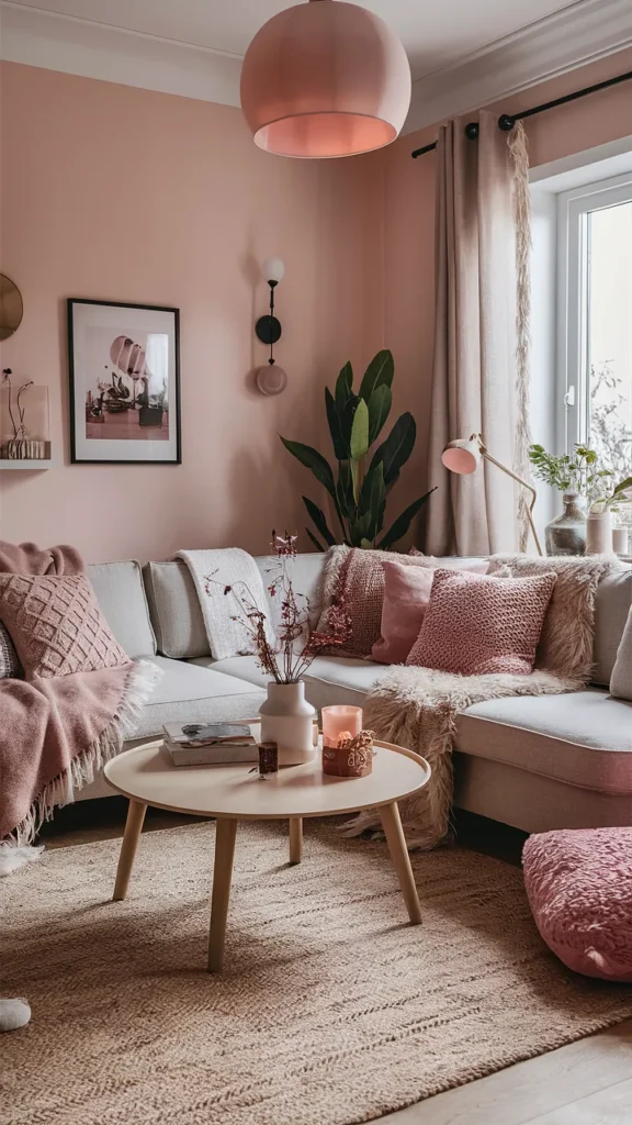 living room inspiration cozy pink