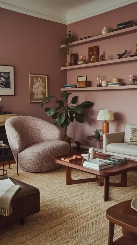 living room inspiration dusty pink