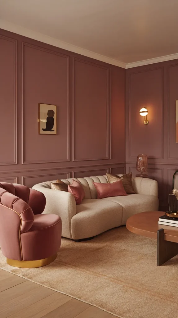 living room inspiration dusty pink