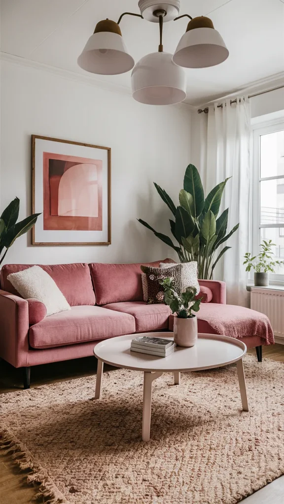 living room inspiration pink couch