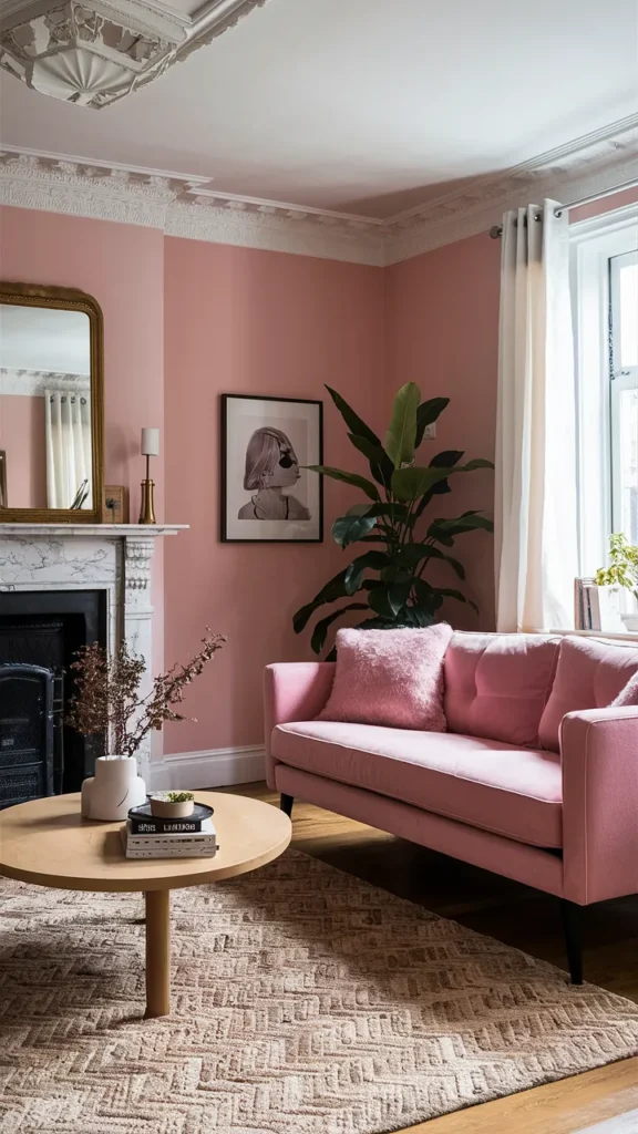 living room inspiration pink couch