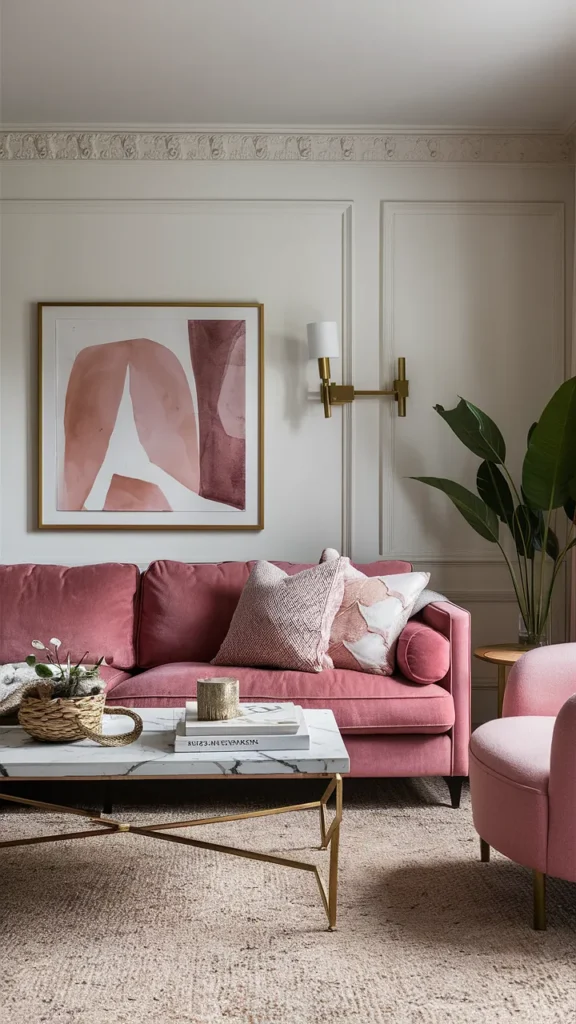 living room inspiration pink couch