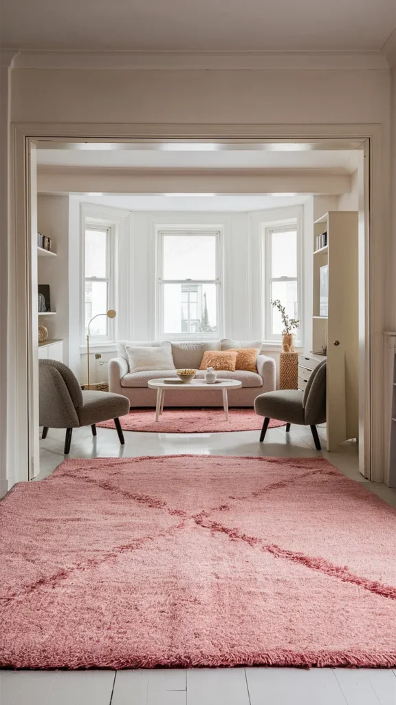 living room inspiration pink rug