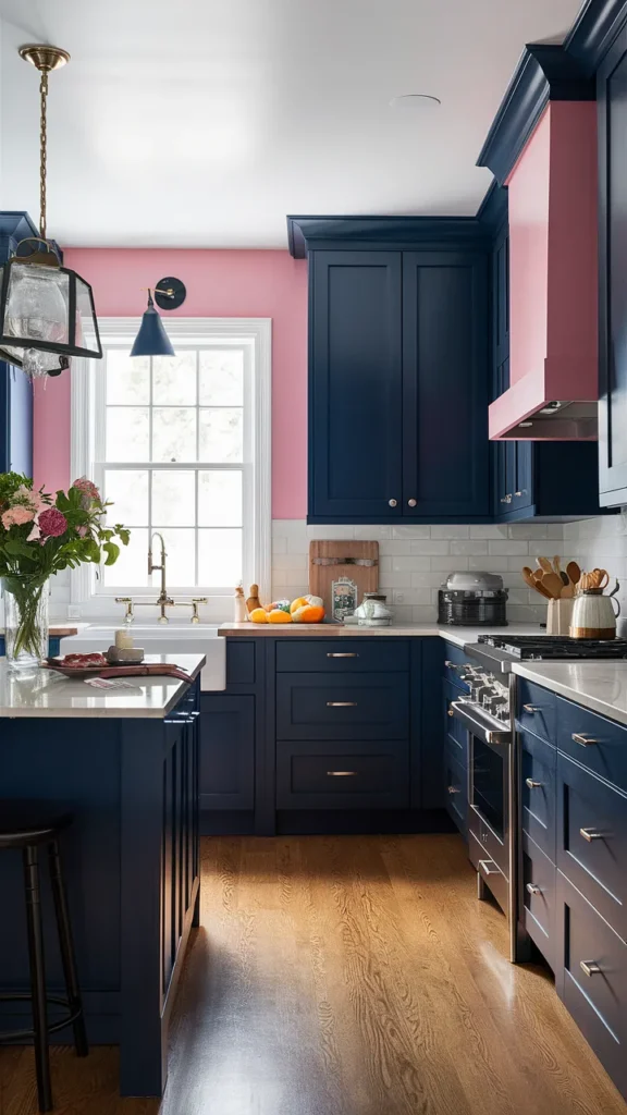 pink and navy kitchen ideas