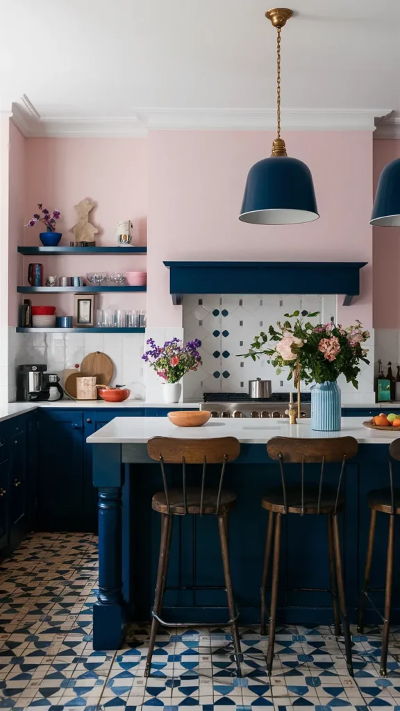 pink and navy kitchen ideas
