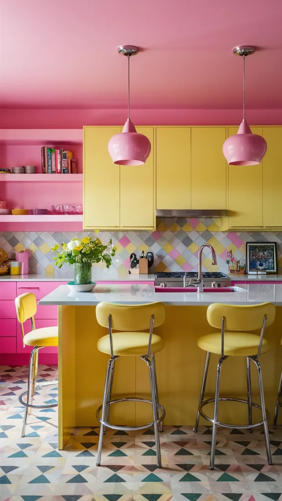 pink and yellow kitchen ideas