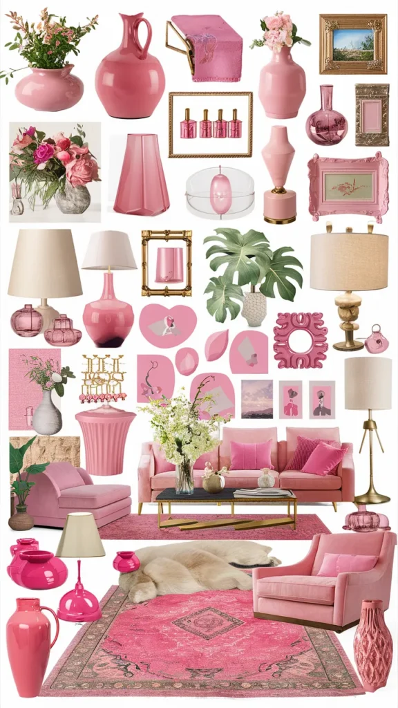 pink living room decor inspiration