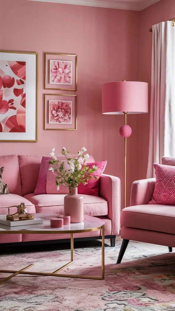 pink living room decor inspiration