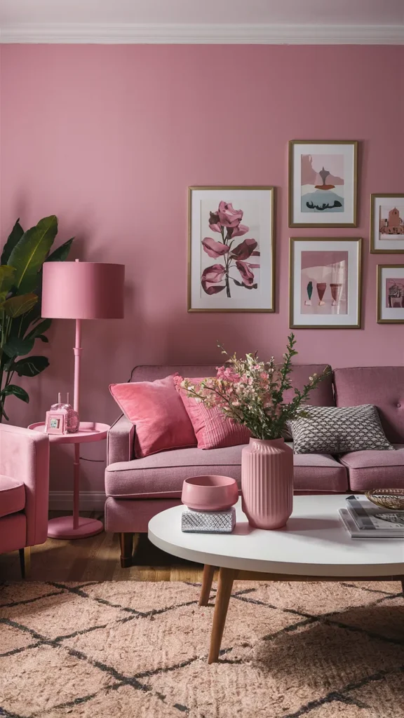 pink living room decor inspiration