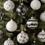 black and white christmas trees