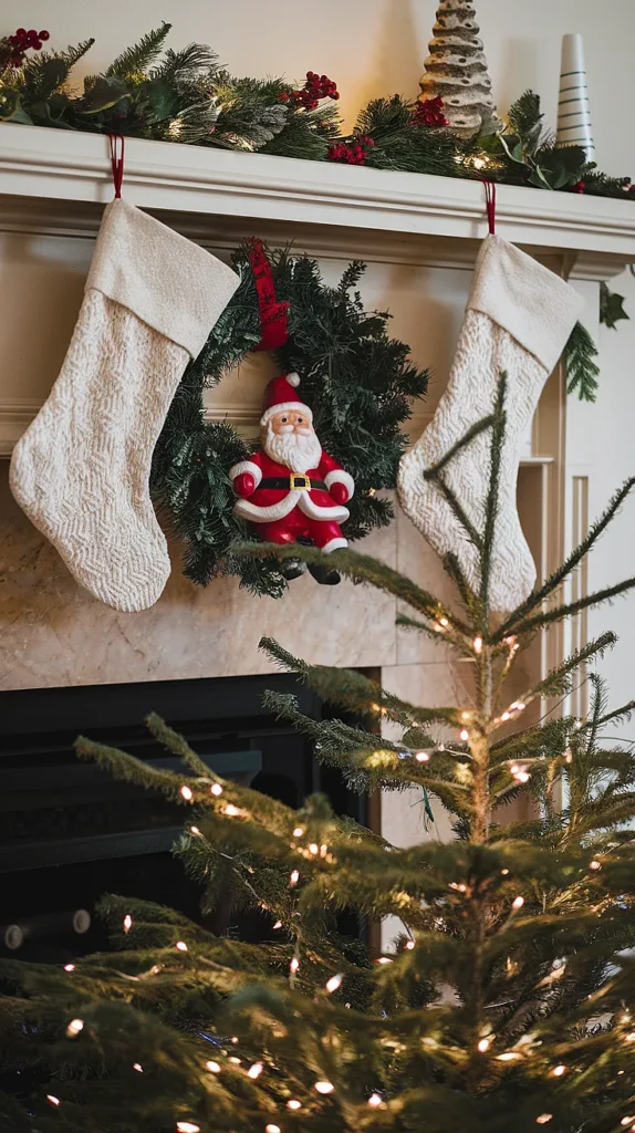christmas decorations fireplace mantle stocking hanger