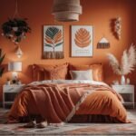 orange boho bedroom
