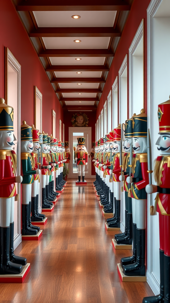 Hallway decorated with traditional nutcracker figures