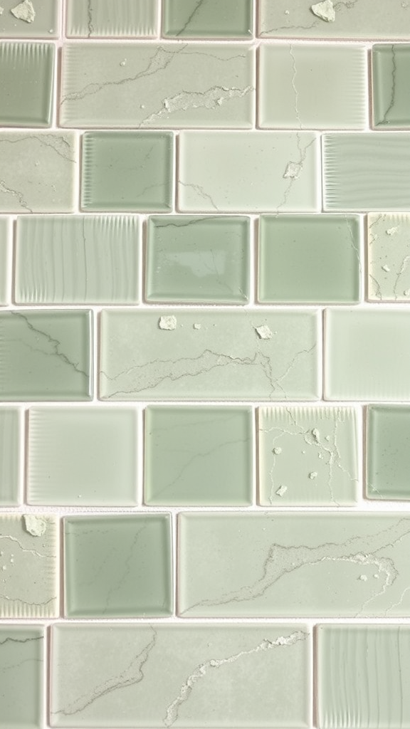 Sage green tile backsplash in a modern kitchen
