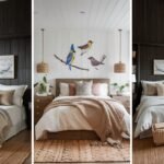 Coastal Bedroom Ideas Featuring Dark Wood