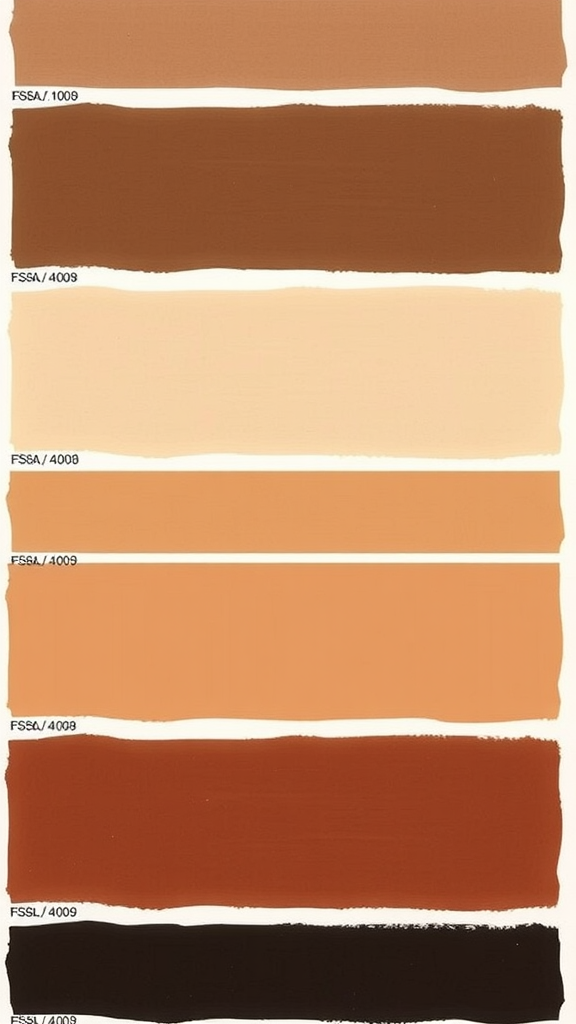 A color palette featuring various shades of brown ranging from light to dark.
