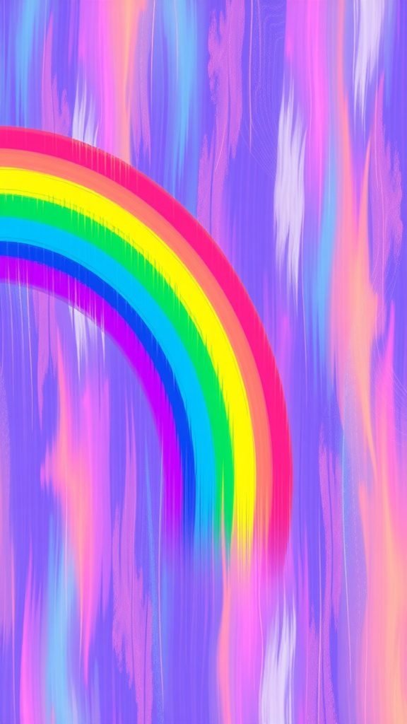 A colorful rainbow pattern with pastel swirls in the background.