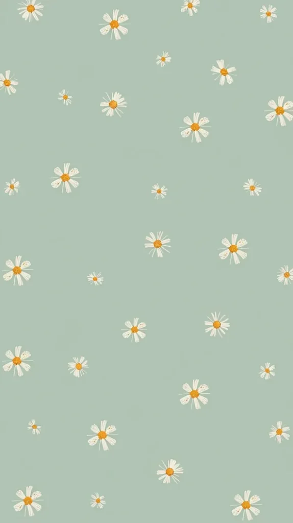 Daisy Mint Green Wallpaper