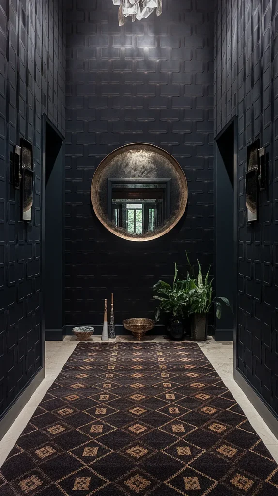 Dark Wallpaper Entryway Foyers