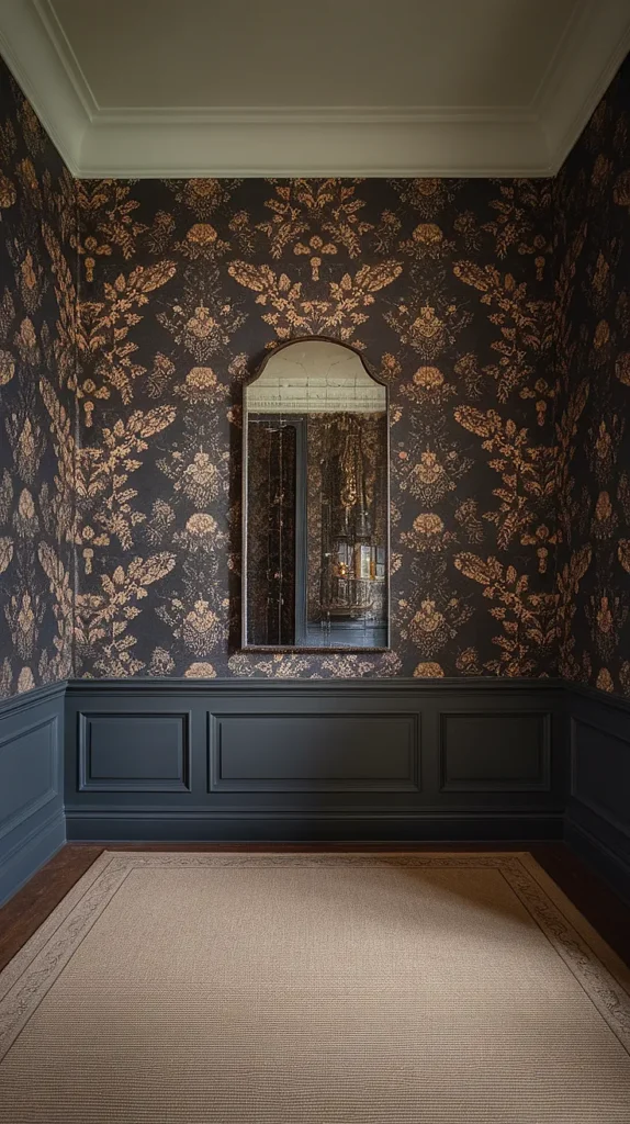 Dark Wallpaper Entryway Foyers