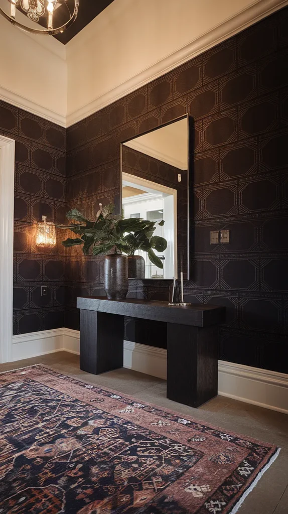 Dark Wallpaper Entryway Foyers