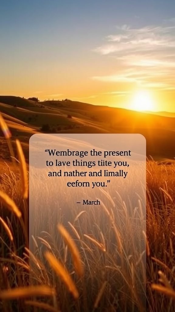 A serene mountain landscape at sunset with a quote overlay.