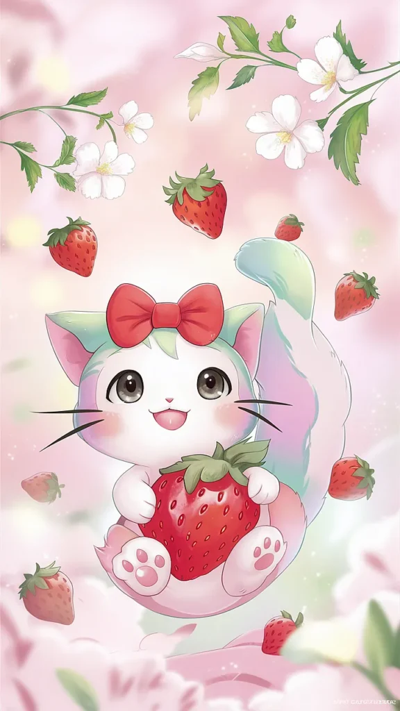 strawberry wallpaper kawaii