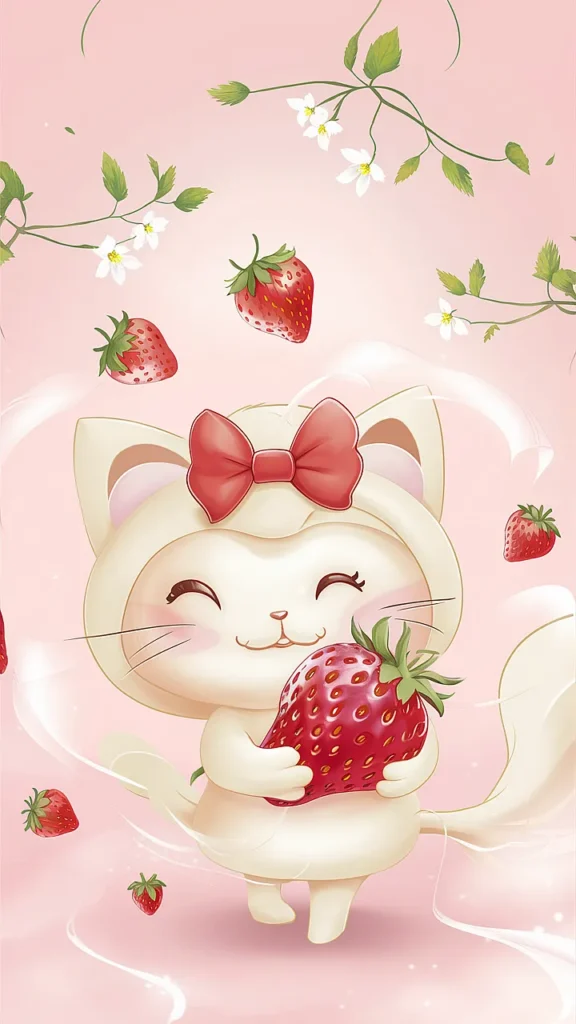 strawberry wallpaper kawaii