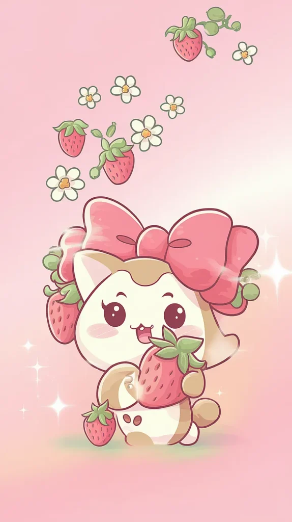 strawberry wallpaper kawaii