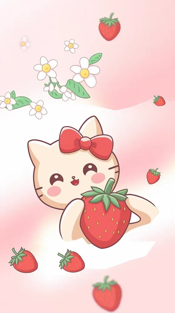 strawberry wallpaper kawaii