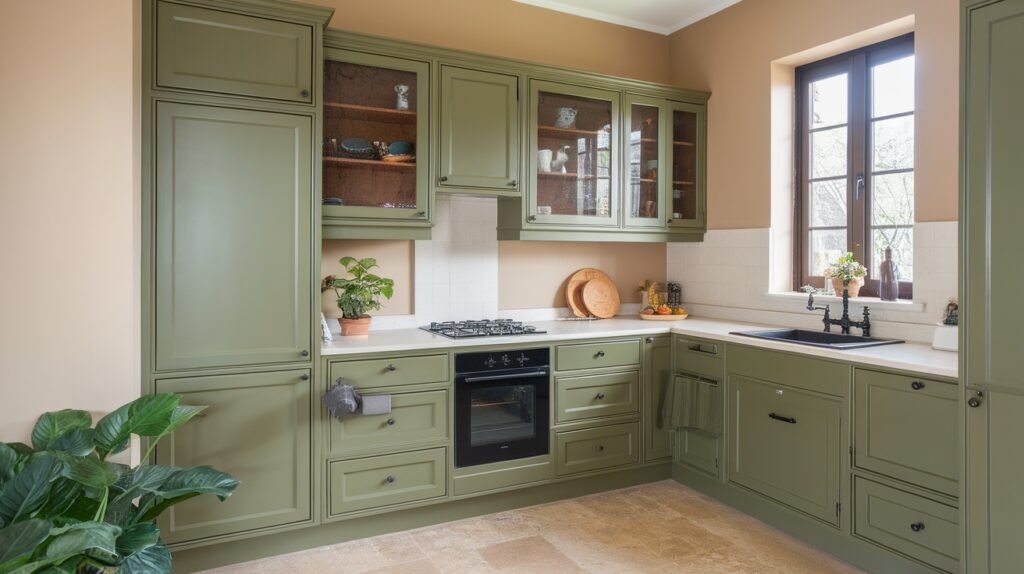 Olive green kitchen cabinets