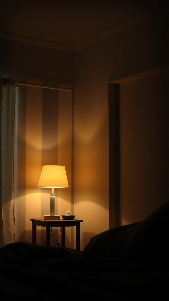 A cozy floor lamp illuminating a corner of a living room.