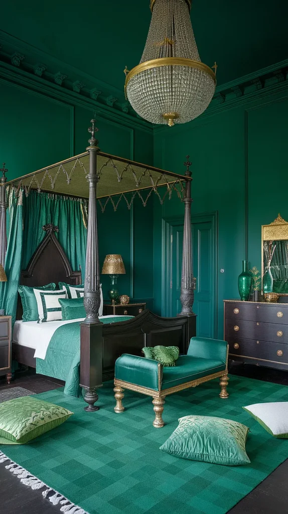 gothic bedroom green