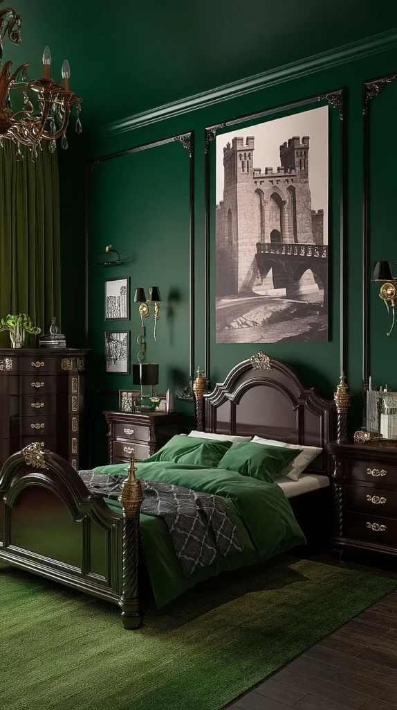 gothic bedroom green