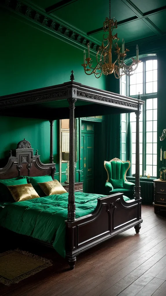 gothic bedroom green