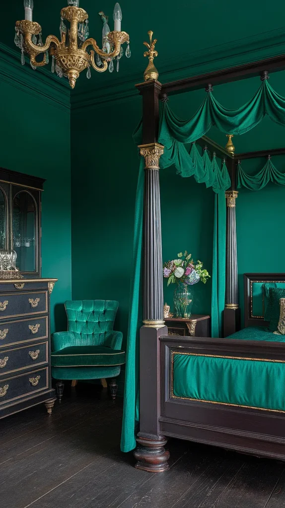 gothic bedroom green