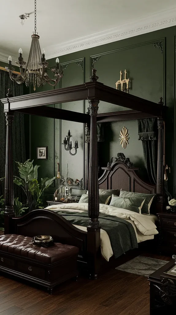 gothic bedroom green